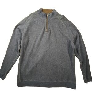 Tommy Bahama Mens XL Sweater quarter Zip Reversible Blue Brown